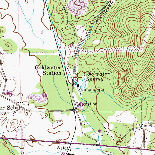 Topographic Map of Coldwater Camp (historical), AL