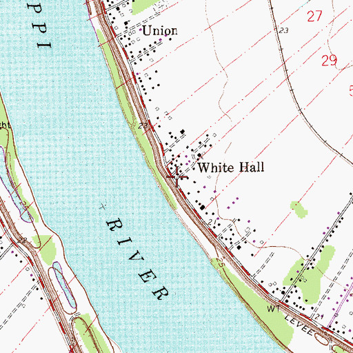 Topographic Map of White Hall, LA