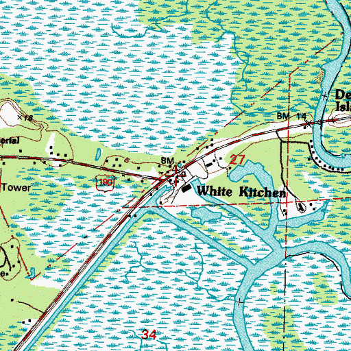 Topographic Map of White Kitchen, LA