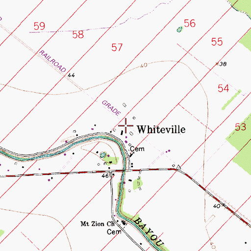 Topographic Map of Whiteville, LA