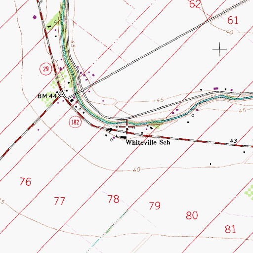 Topographic Map of Whiteville School, LA