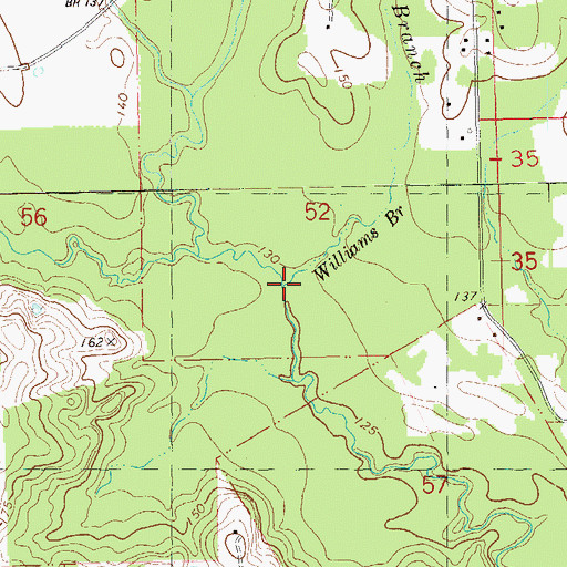 Topographic Map of Williams Branch, LA