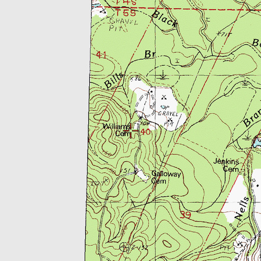 Topographic Map of Williams Cemetery, LA