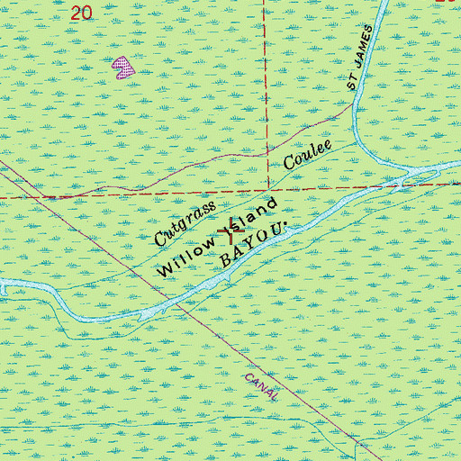 Topographic Map of Willow Island, LA