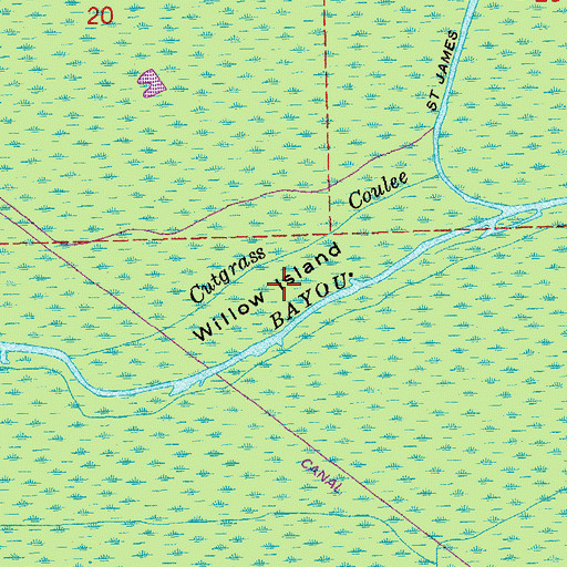 Topographic Map of Willow Island, LA