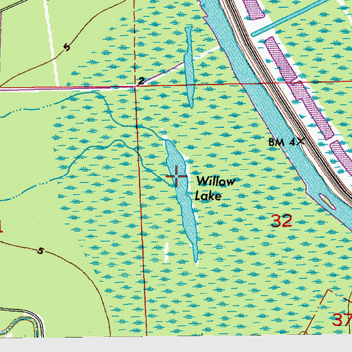 Topographic Map of Willow Lake, LA