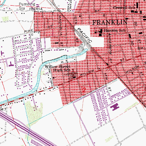 Topographic Map of J A Hernandez Elementary School, LA