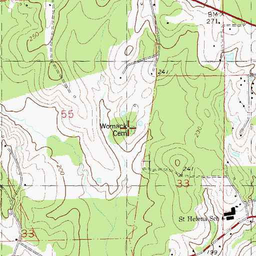 Topographic Map of Womack Cemetery, LA