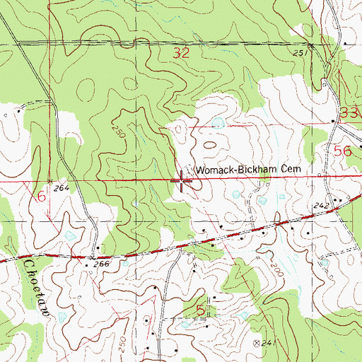 Topographic Map of Womack-Brickham Cemetery, LA