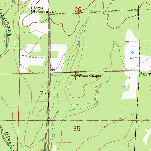 Topographic Map of Wood Chapel, LA