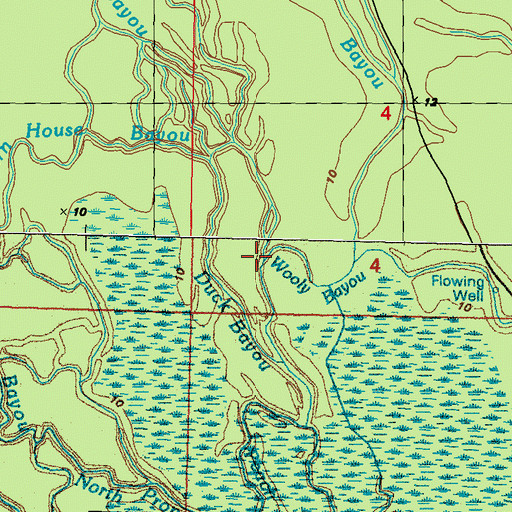 Topographic Map of Wooly Bayou, LA