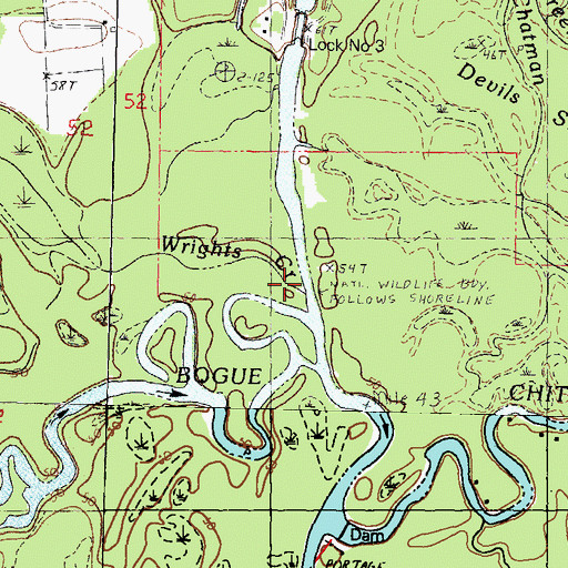 Topographic Map of Wrights Creek, LA