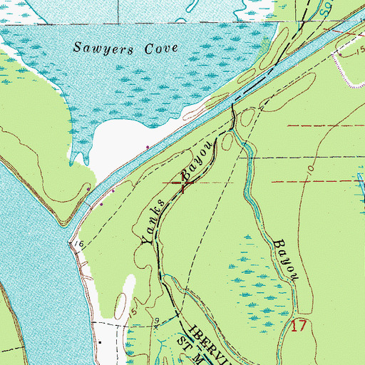 Topographic Map of Yanks Bayou, LA