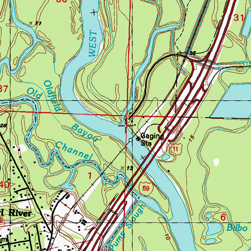 Topographic Map of Yellow Bayou, LA