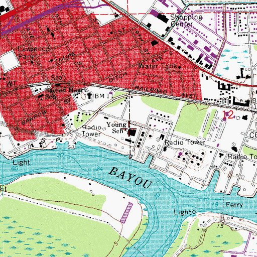 Topographic Map of South Central Louisiana Technical College, LA