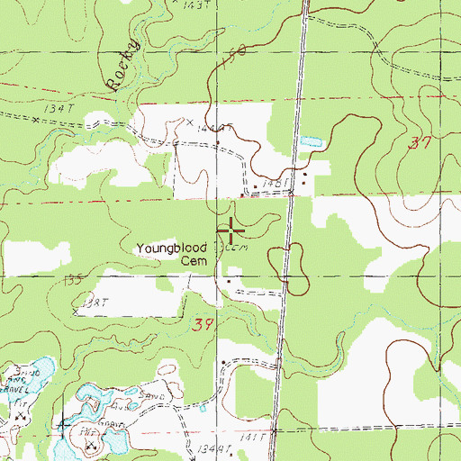 Topographic Map of Youngblood Cemetery, LA