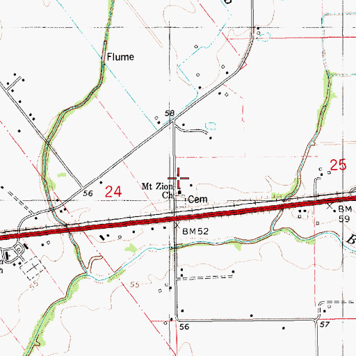 Topographic Map of Mount Zion Church, LA