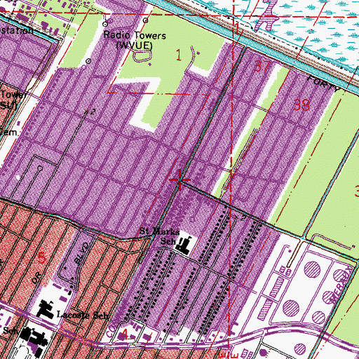 Topographic Map of Twenty Arpent Canal, LA