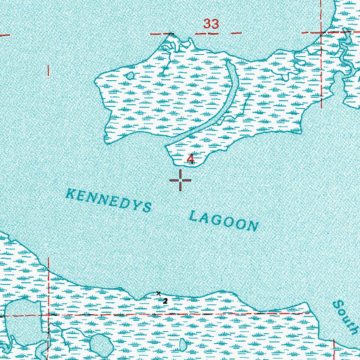 Topographic Map of Kennedys Lagoon, LA