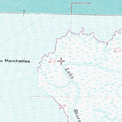 Topographic Map of Pointe aux Marchettes, LA