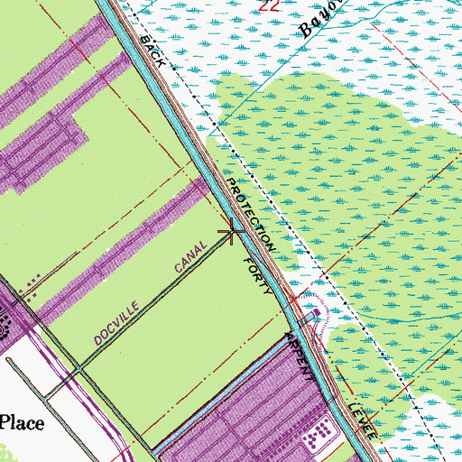 Topographic Map of Docville Canal, LA