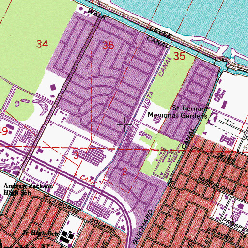 Topographic Map of Chalmette Vista Canal, LA