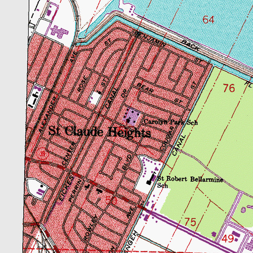 Topographic Map of Ward B, LA