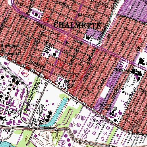 Topographic Map of Ward F, LA