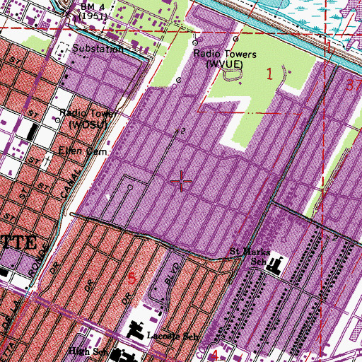 Topographic Map of Ward G, LA