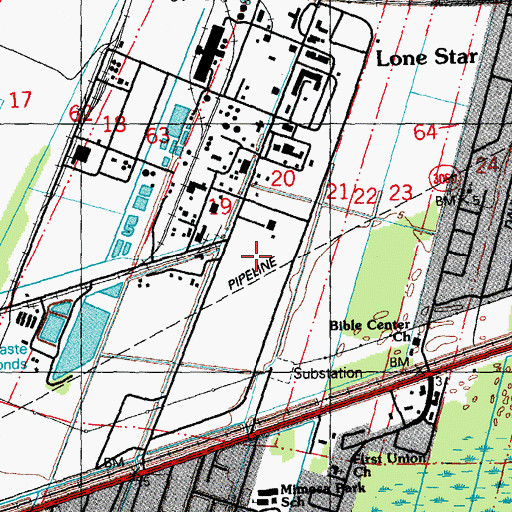 Topographic Map of Ward Two, LA