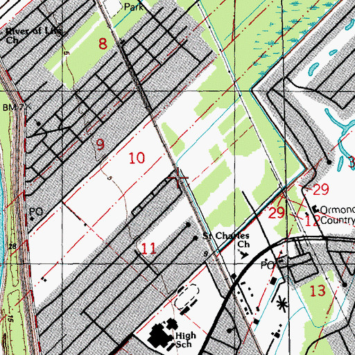 Topographic Map of Ward Three, LA