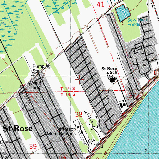 Topographic Map of Ward Five, LA