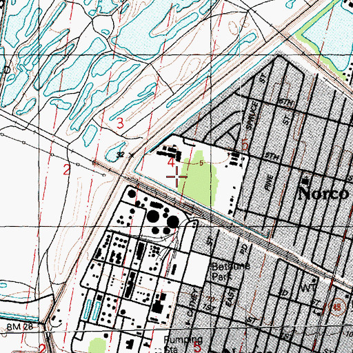 Topographic Map of Ward Six, LA