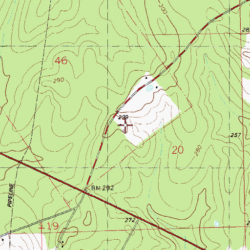 Topographic Map of Ward Two, LA