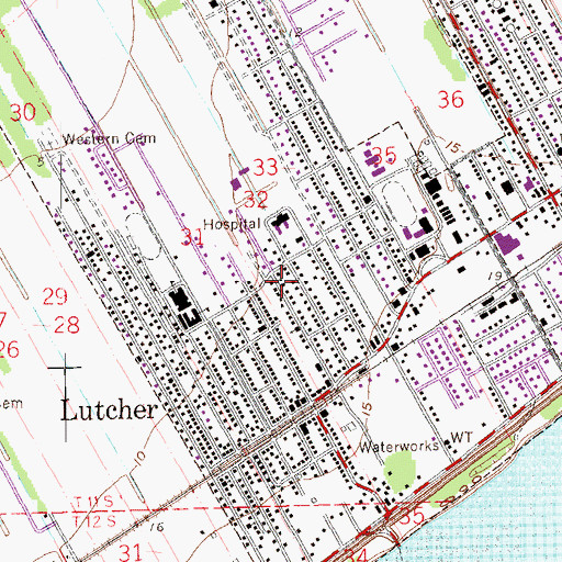 Topographic Map of Ward Two, LA