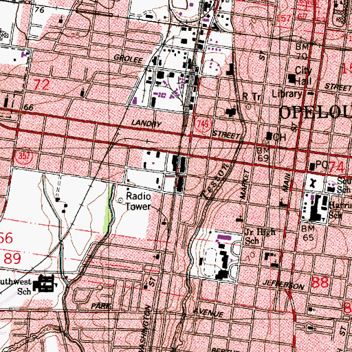 Topographic Map of Ward One, LA