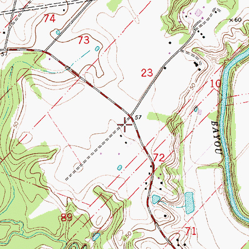 Topographic Map of Ward Five, LA