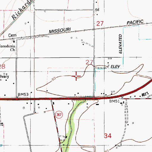 Topographic Map of Ward Six, LA
