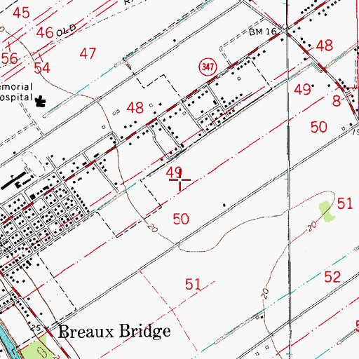 Topographic Map of Ward Four, LA