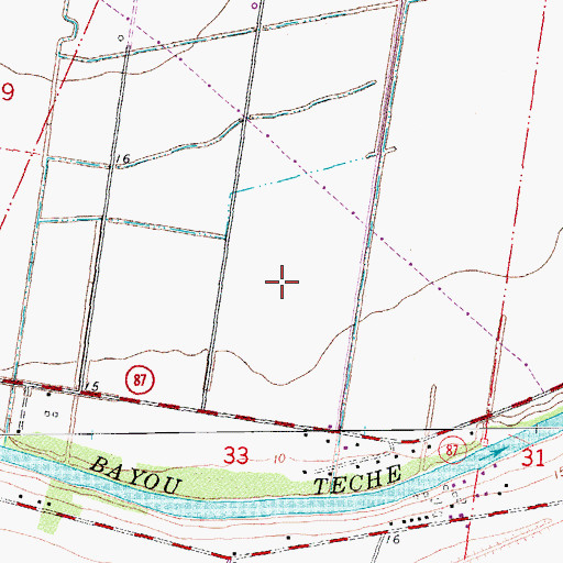 Topographic Map of Ward One, LA