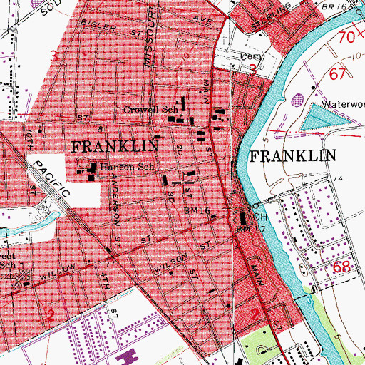 Topographic Map of Ward Three, LA