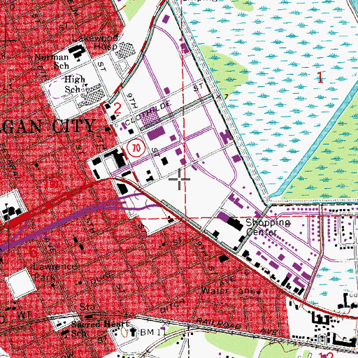 Topographic Map of Ward Six, LA
