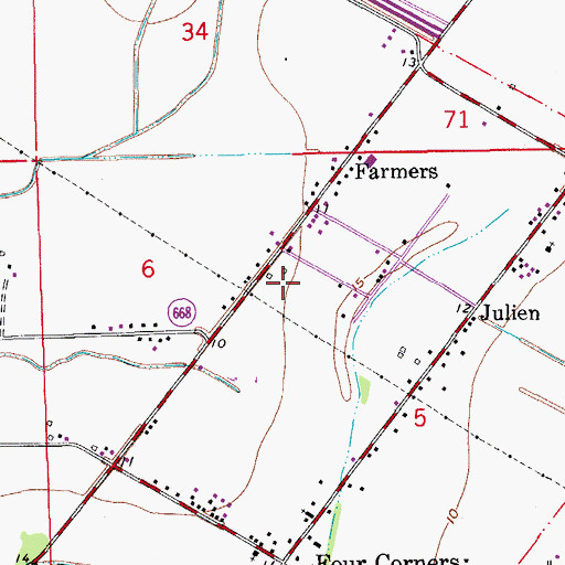 Topographic Map of Ward Seven, LA