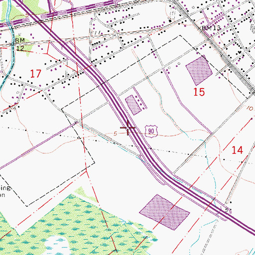 Topographic Map of Ward Ten, LA