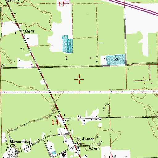 Topographic Map of Ward One, LA