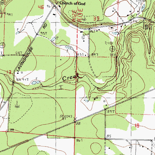 Topographic Map of Ward Five, LA