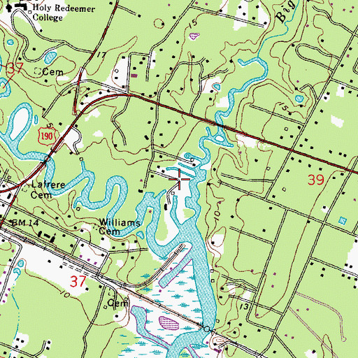 Topographic Map of Ward Seven, LA