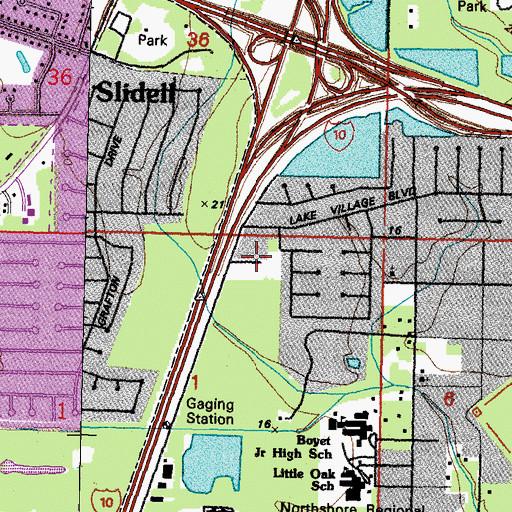 Topographic Map of Ward Eight, LA