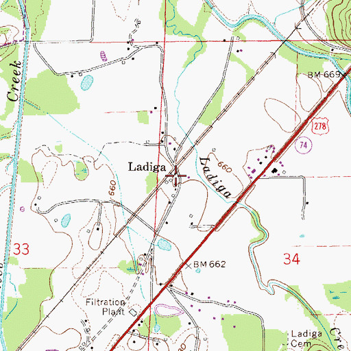 Topographic Map of Ladiga School (historical), AL