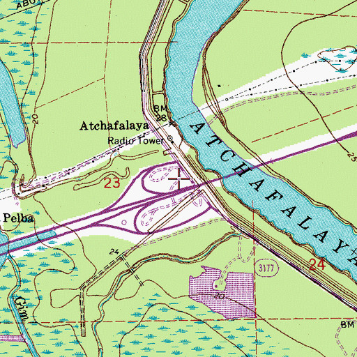 Topographic Map of Interchange 121, LA